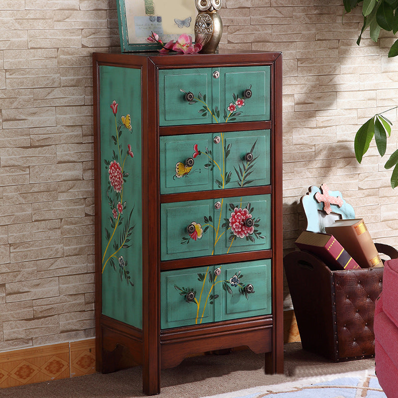 Traditional Wooden Bedroom Storage Chest Vertical Chest with 4 Drawers