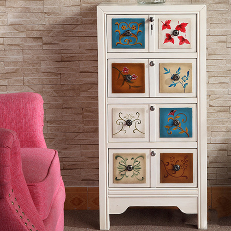 Traditional Wooden Bedroom Storage Chest Vertical Chest with 4 Drawers