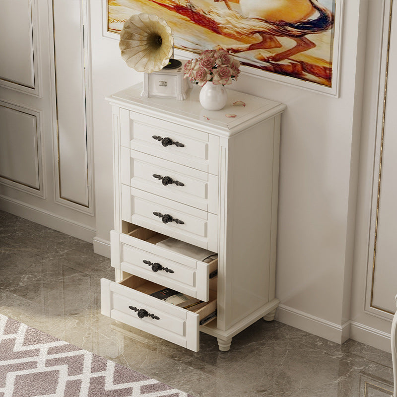 Traditional Rubber Wood Bedroom Storage Chest Vertical Chest with Drawers