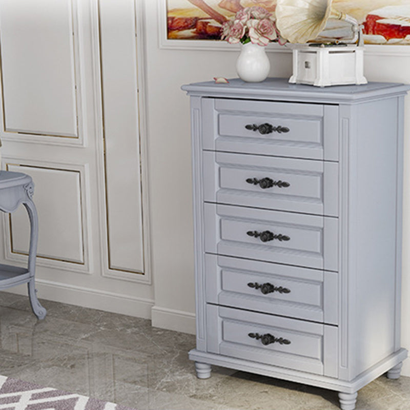 Traditional Rubber Wood Bedroom Storage Chest Vertical Chest with Drawers