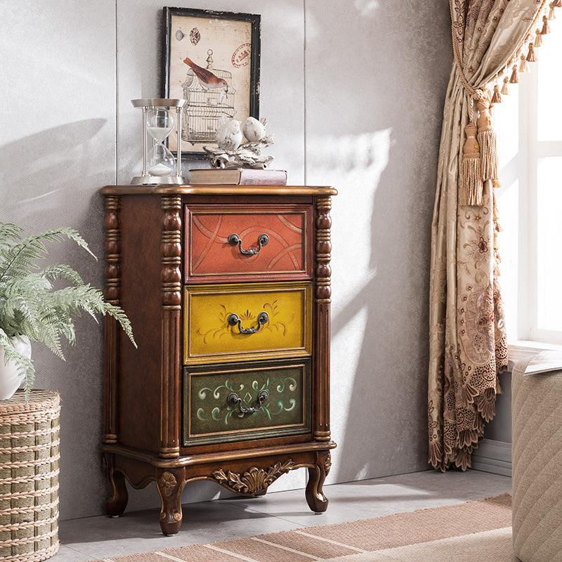 Traditional Vertical Storage Chest Bedroom Chest in Brown with 3 Drawers