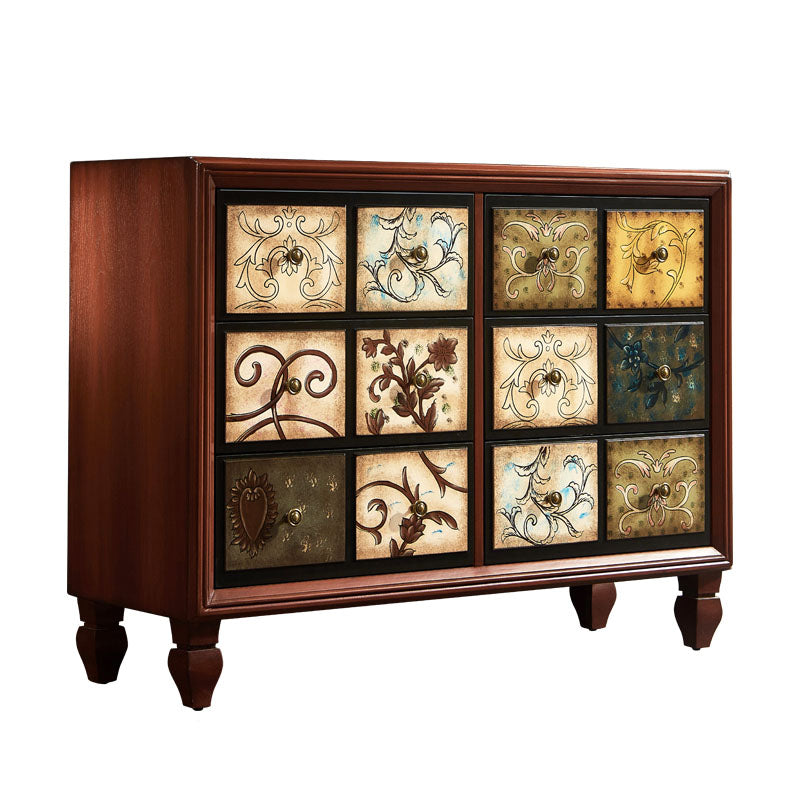 Traditional Solid Wood Storage Chest Bedroom Chest in Brown with Drawers