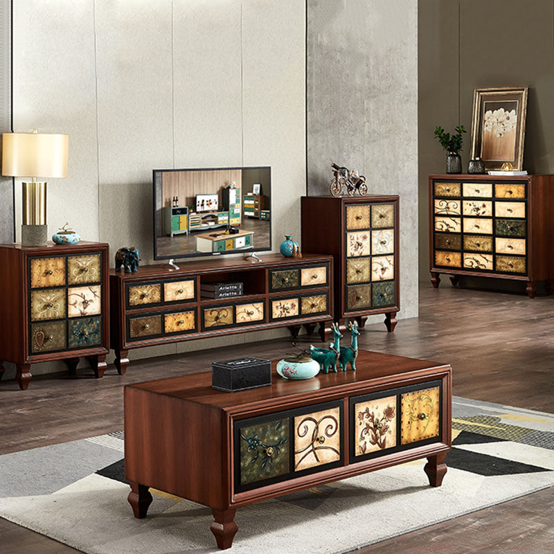 Traditional Solid Wood Storage Chest Bedroom Chest in Brown with Drawers