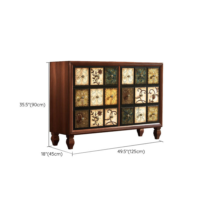 Traditional Solid Wood Storage Chest Bedroom Chest in Brown with Drawers