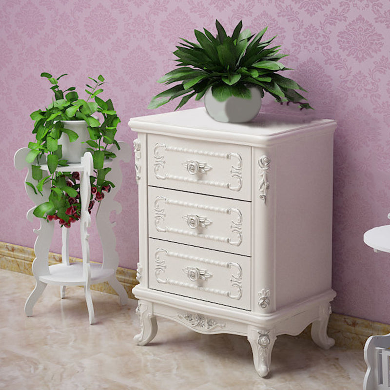 Traditional Bedroom Wooden Storage Chest Vertical Chest in White with Drawers