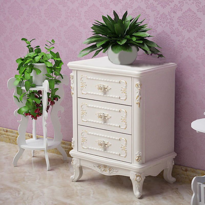 Traditional Bedroom Wooden Storage Chest Vertical Chest in White with Drawers