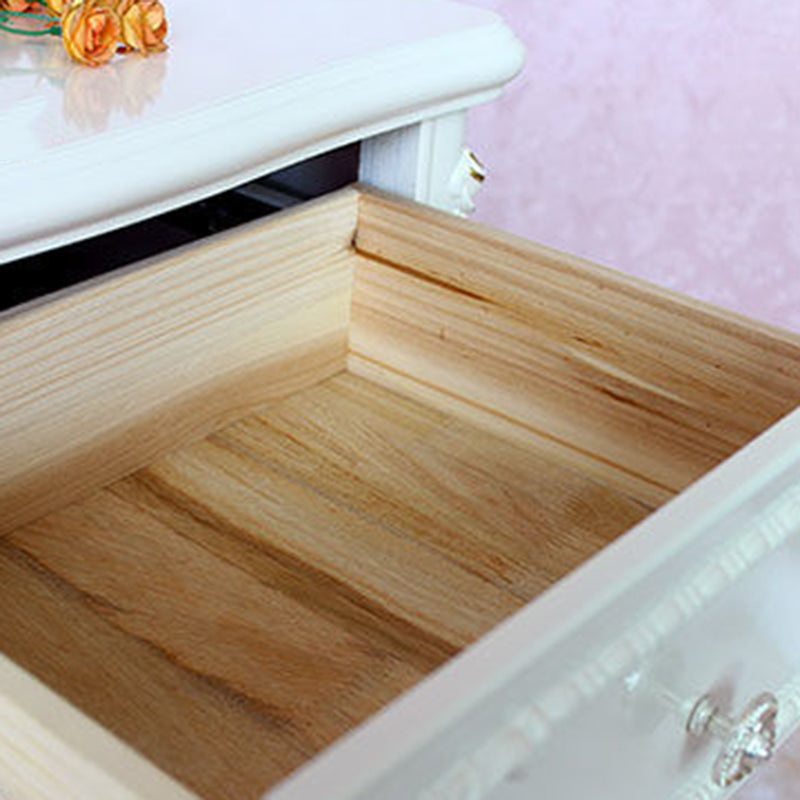 Traditional Bedroom Wooden Storage Chest Vertical Chest in White with Drawers