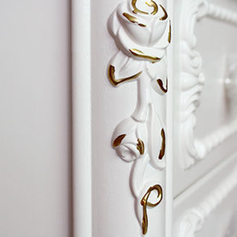 Traditional Bedroom Wooden Storage Chest Vertical Chest in White with Drawers