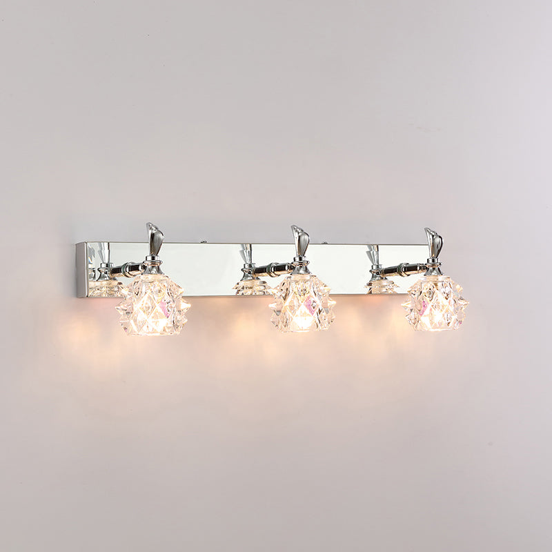 1 / 2 / 3 / 4 - Light Chrome Bath Lighting Glass Shade Adjustable Bath Sconce