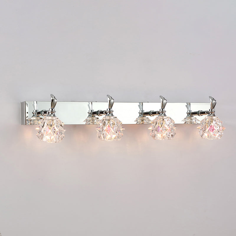 1 / 2 / 3 / 4 - Light Chrome Bath Lighting Glass Shade Adjustable Bath Sconce