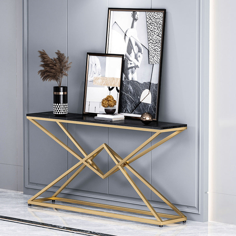 11" Wide Stone Glam Console Table Rectangle Console Sofa Table