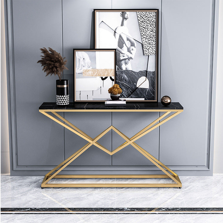 11" Wide Stone Glam Console Table Rectangle Console Sofa Table