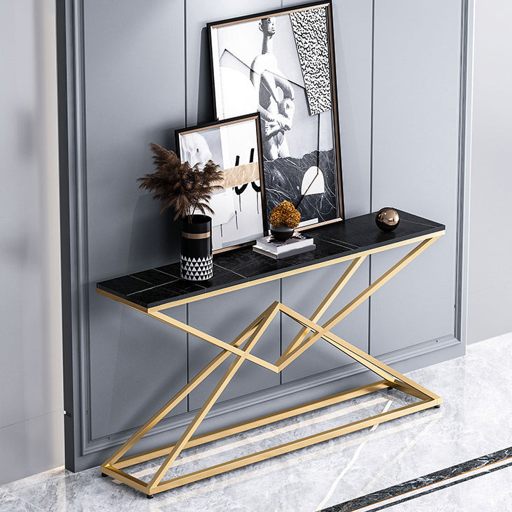 11" Wide Stone Glam Console Table Rectangle Console Sofa Table
