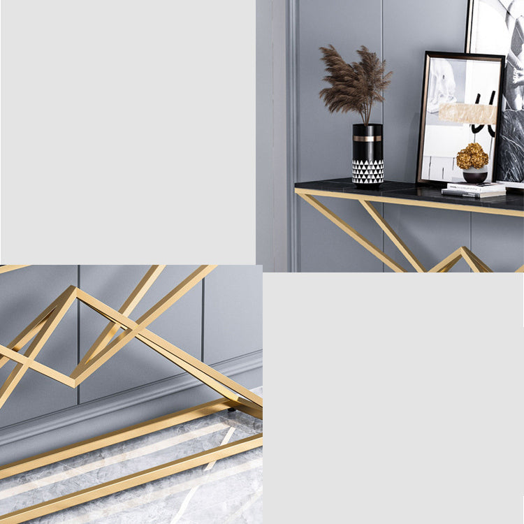 11" Wide Stone Glam Console Table Rectangle Console Sofa Table