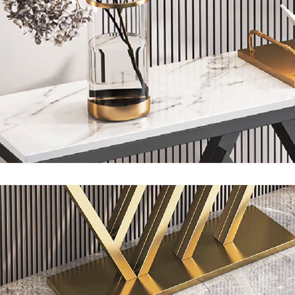 31.5" Tall 1-shelf Console Table Stone Stain Resistant Accent Table