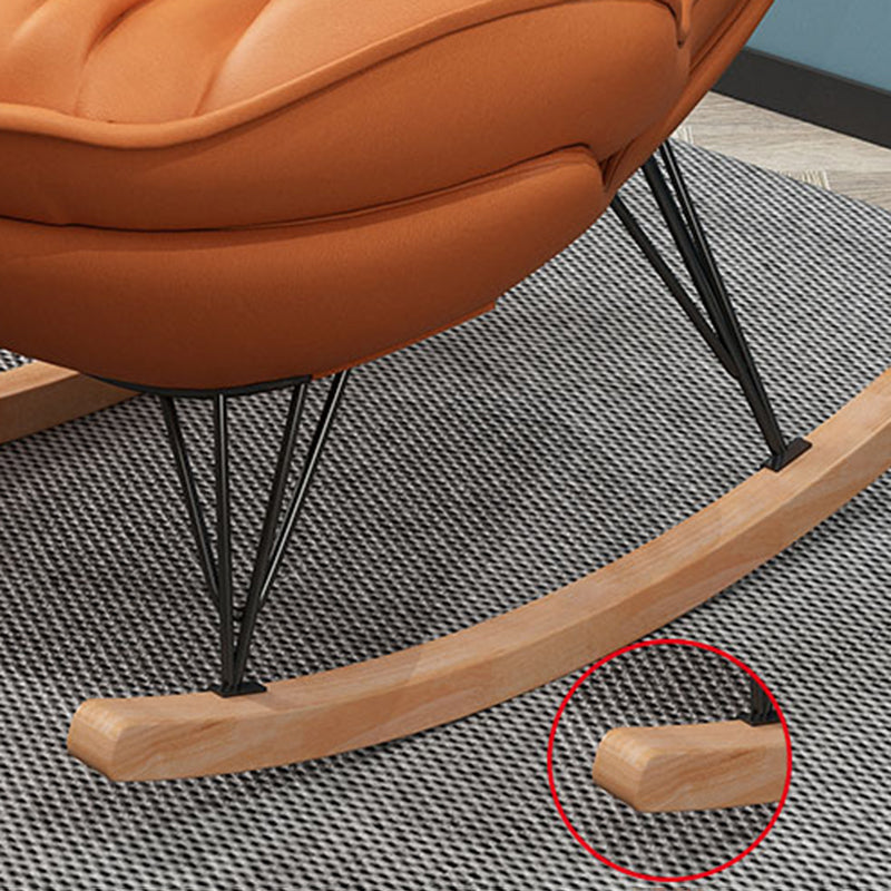 Modern Glider Chair Solid Color Faux Leather Rocking Chair with Cushions