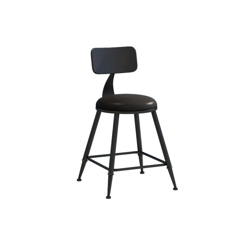 Nordic Armless Backrest Counter Stool Iron Couture Bar Stool with Cushion and Pedal