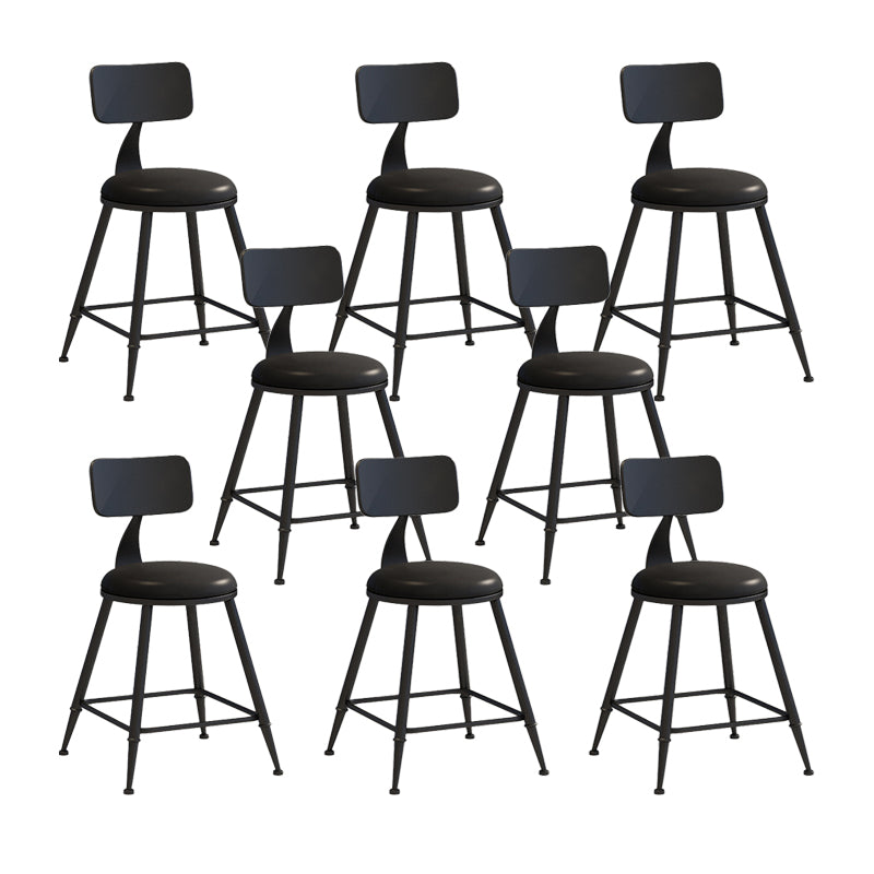 Nordic Armless Backrest Counter Stool Iron Couture Bar Stool with Cushion and Pedal
