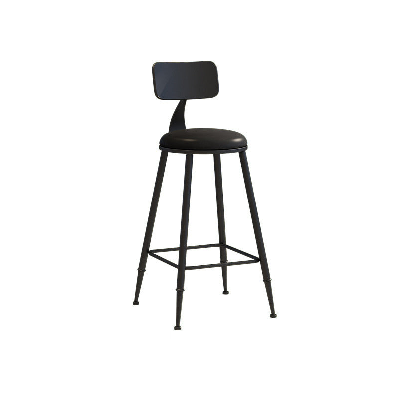 Nordic Armless Backrest Counter Stool Iron Couture Bar Stool with Cushion and Pedal