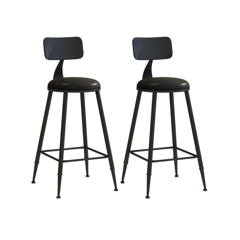 Nordic Armless Backrest Counter Stool Iron Couture Bar Stool with Cushion and Pedal