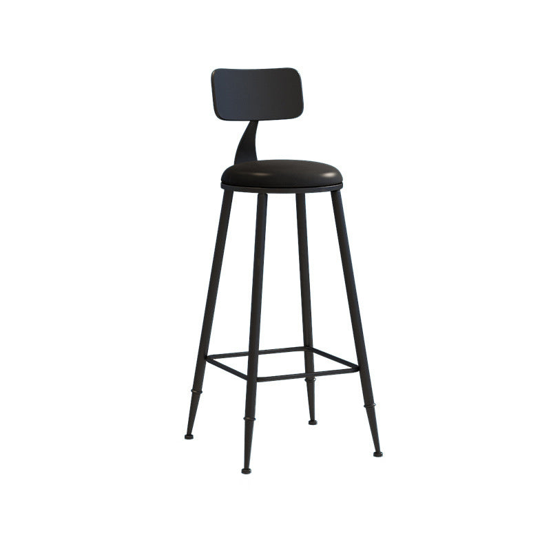 Nordic Armless Backrest Counter Stool Iron Couture Bar Stool with Cushion and Pedal