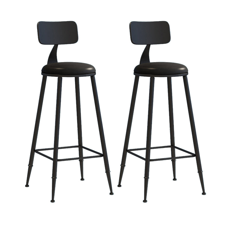 Nordic Armless Backrest Counter Stool Iron Couture Bar Stool with Cushion and Pedal