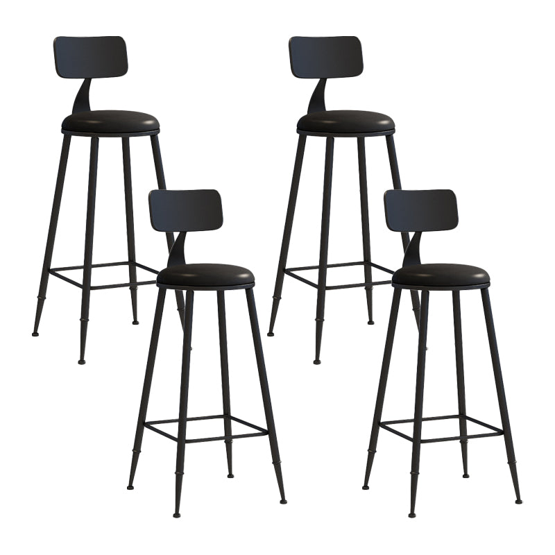 Nordic Armless Backrest Counter Stool Iron Couture Bar Stool with Cushion and Pedal