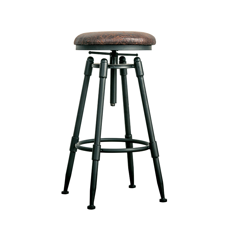 Modern Armless Rotatable Counter Stool Iron Bar Stool with Pedal