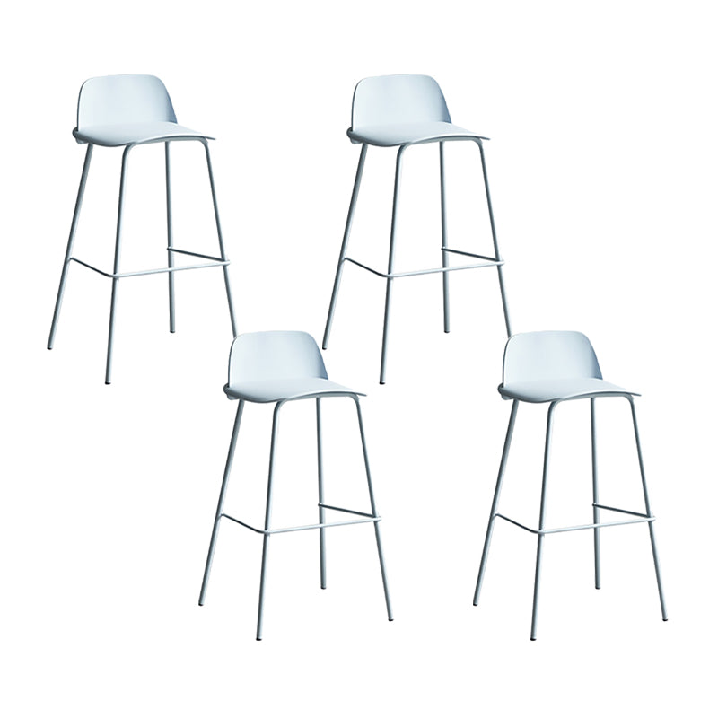 Plastic Stool Contemporary Low Back Bar Height Stool with Metal Legs