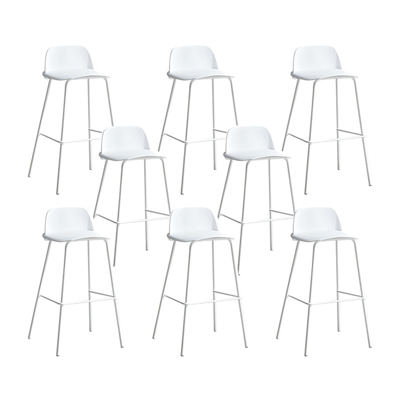 Plastic Stool Contemporary Low Back Bar Height Stool with Metal Legs