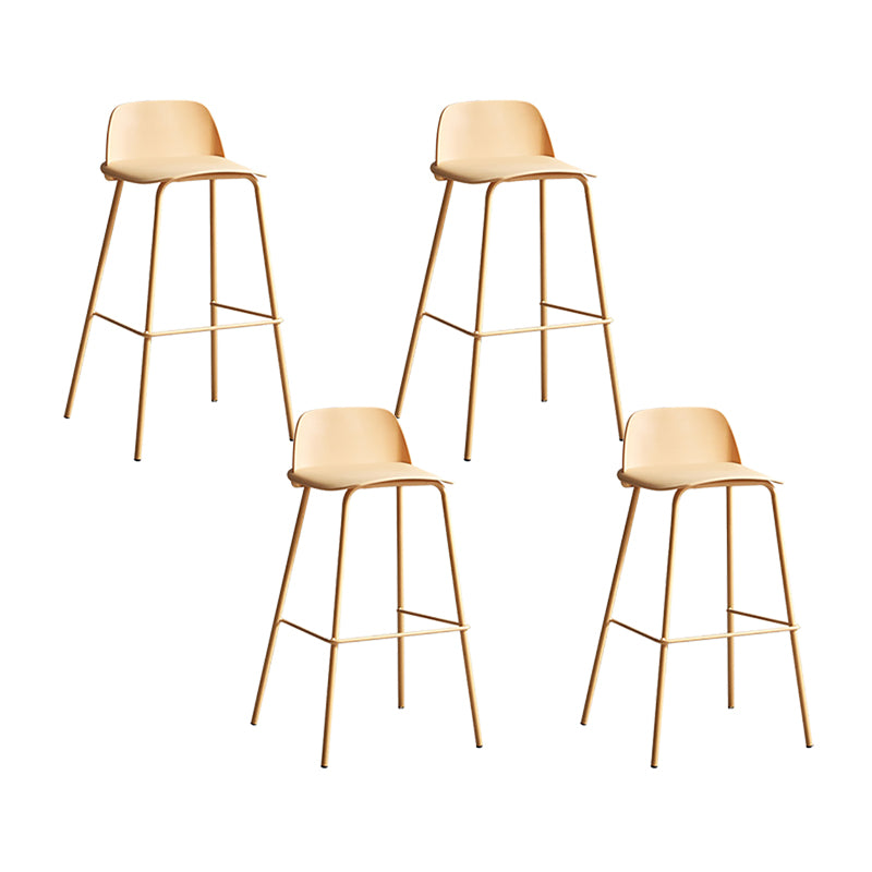 Plastic Stool Contemporary Low Back Bar Height Stool with Metal Legs