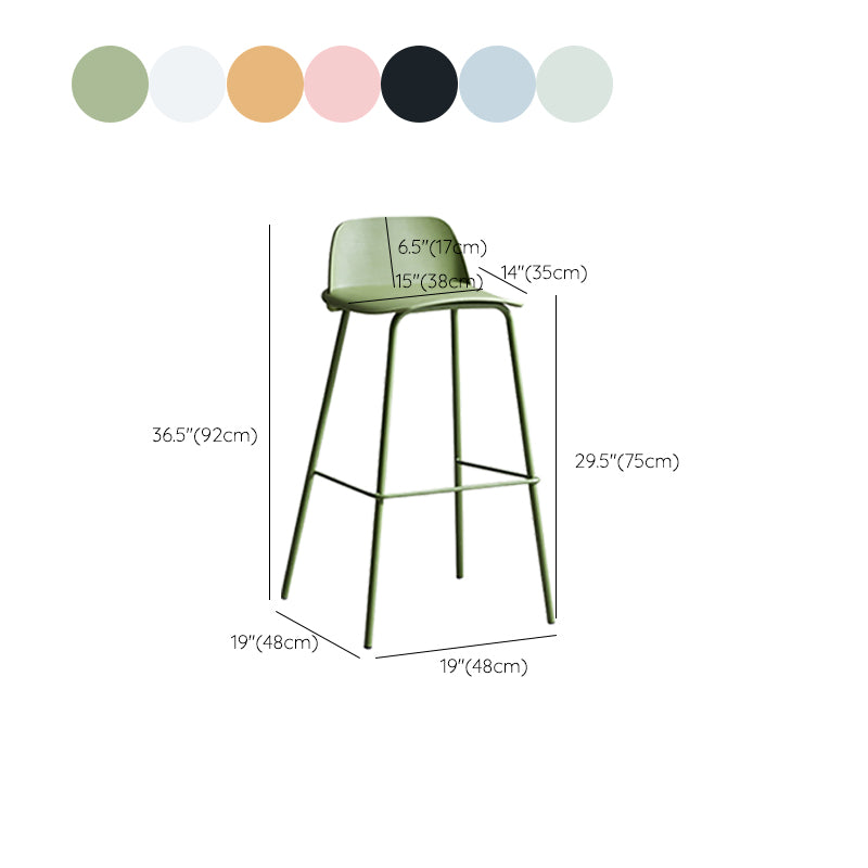 Plastic Stool Contemporary Low Back Bar Height Stool with Metal Legs