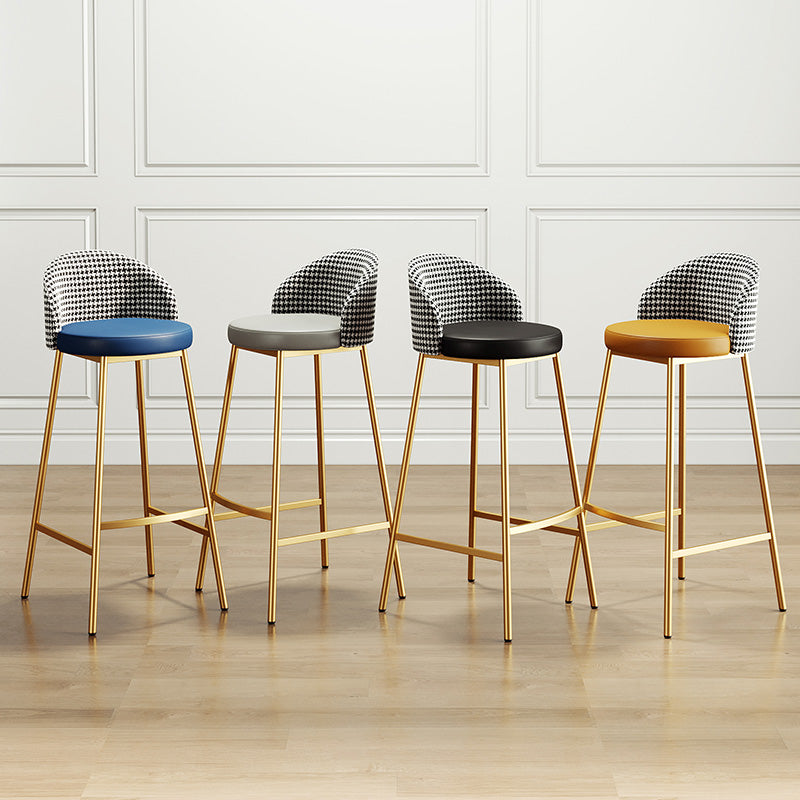 Glam Bucket Leather Counter-height Stool Footrest Indoor Bar and Counter Stool