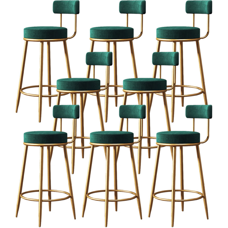 Glam Round Indoor Counter Chair Footrest Upholstered Low Back Dining Stool