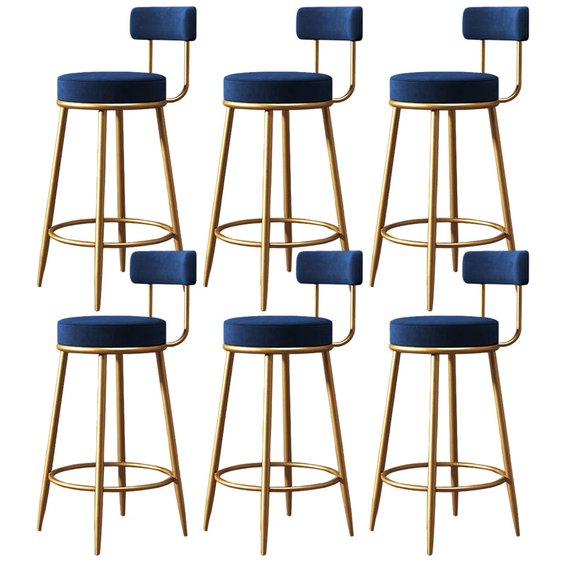 Glam Round Indoor Counter Chair Footrest Upholstered Low Back Dining Stool