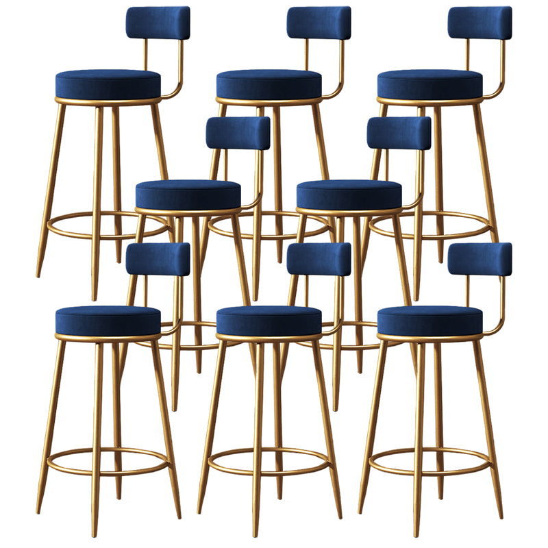 Glam Round Indoor Counter Chair Footrest Upholstered Low Back Dining Stool