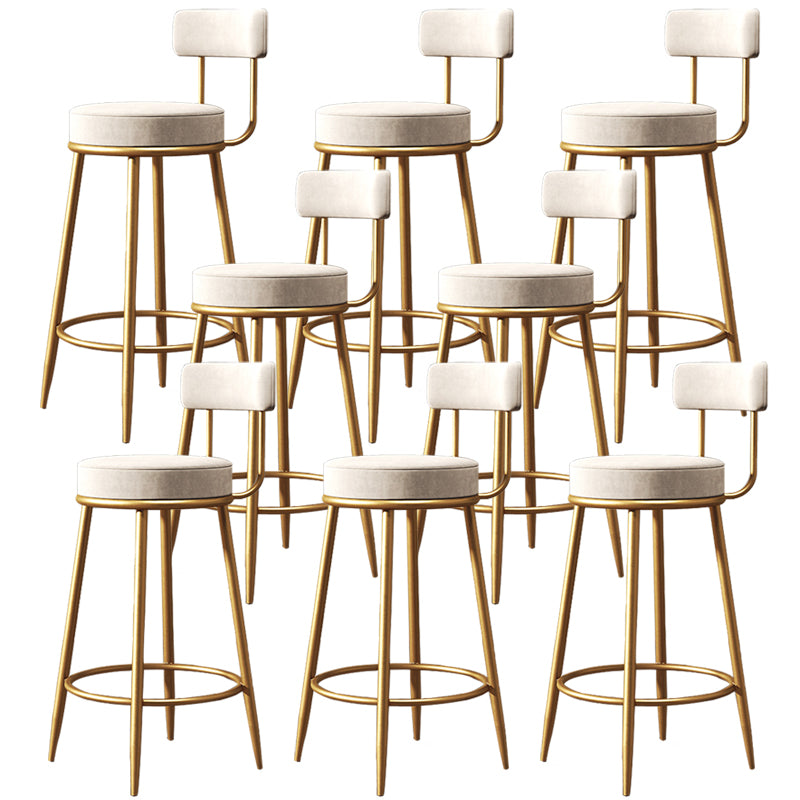 Glam Round Indoor Counter Chair Footrest Upholstered Low Back Dining Stool