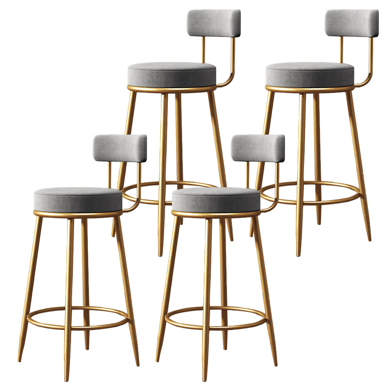 Glam Round Indoor Counter Chair Footrest Upholstered Low Back Dining Stool