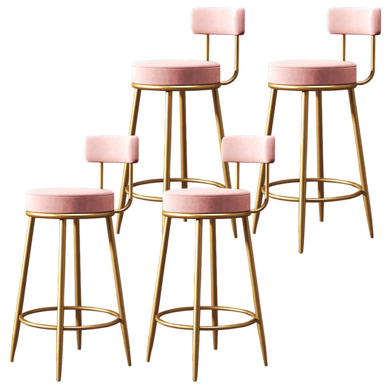 Glam Round Indoor Counter Chair Footrest Upholstered Low Back Dining Stool