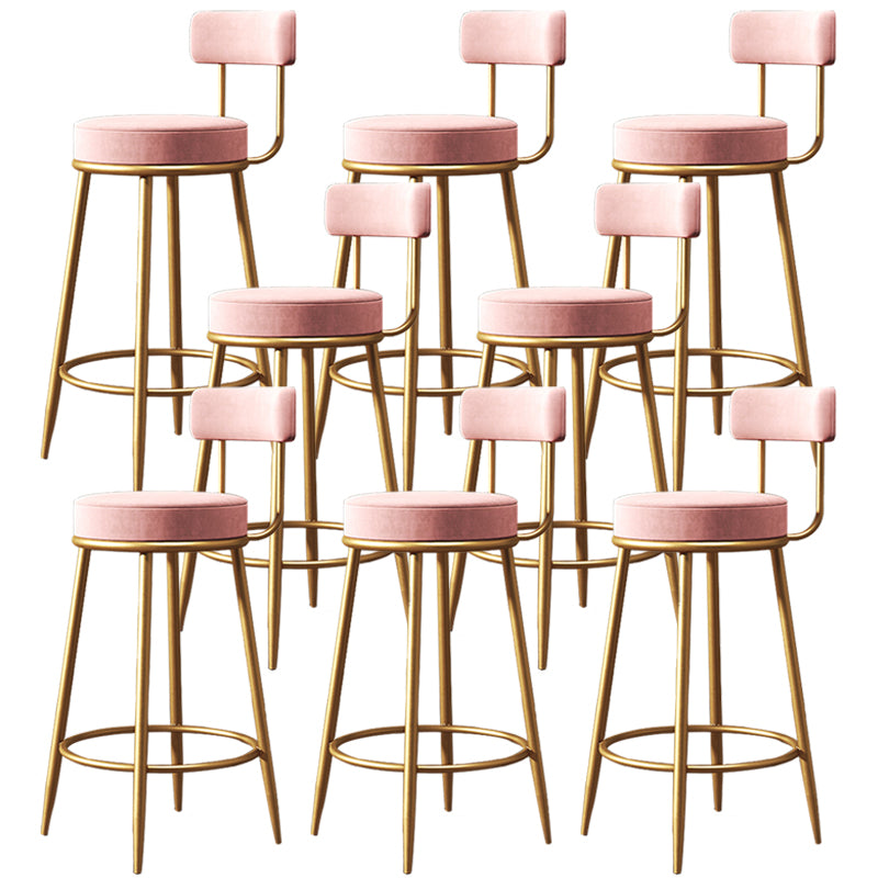 Glam Round Indoor Counter Chair Footrest Upholstered Low Back Dining Stool