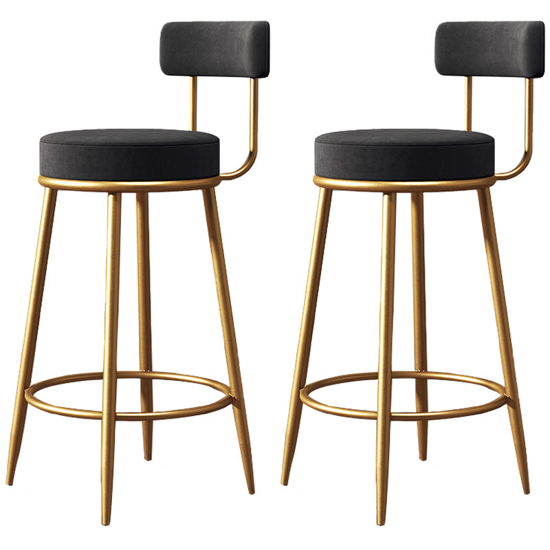 Glam Round Indoor Counter Chair Footrest Upholstered Low Back Dining Stool