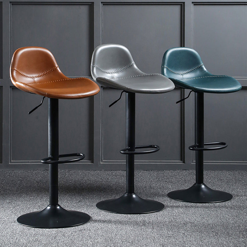 Scandinavian Adjustable Height Bar Stool Faux Leather Footrest Bar Stool