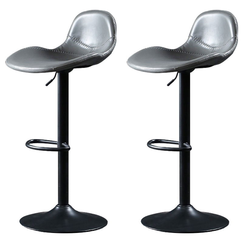 Scandinavian Adjustable Height Bar Stool Faux Leather Footrest Bar Stool