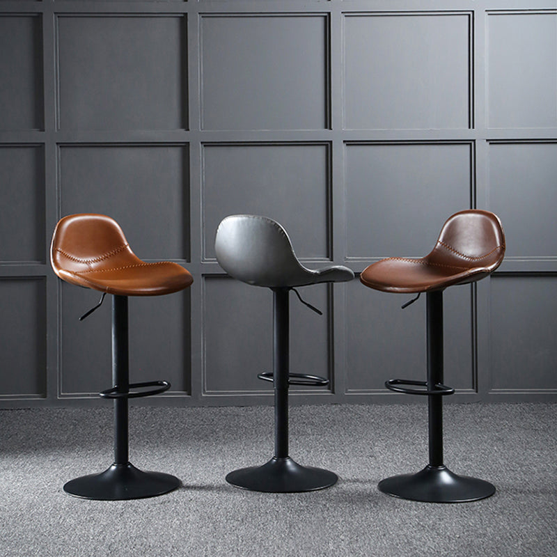 Scandinavian Adjustable Height Bar Stool Faux Leather Footrest Bar Stool