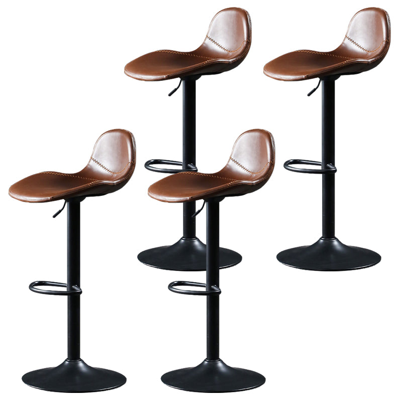Scandinavian Adjustable Height Bar Stool Faux Leather Footrest Bar Stool