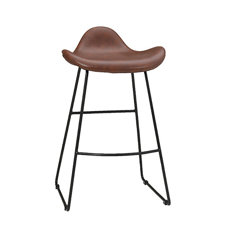 Modern Leather Armless Home Stool Matte Finish Barstool with Footrest