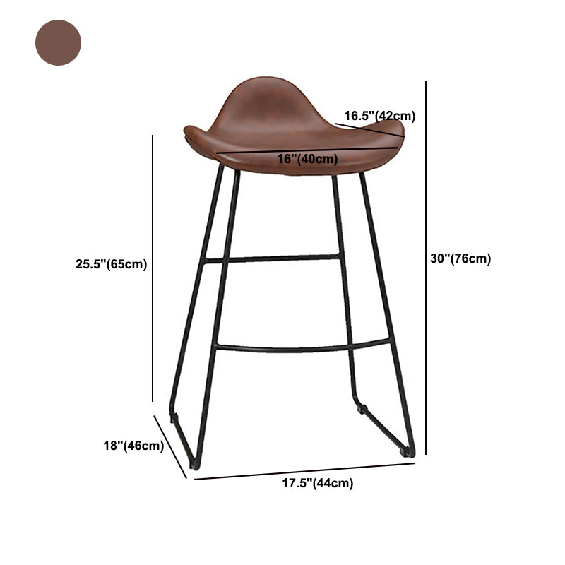 Modern Leather Armless Home Stool Matte Finish Barstool with Footrest