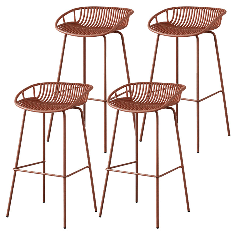 Contemporary Armed Contoured Seat PP Plastic Stool with Metal Base