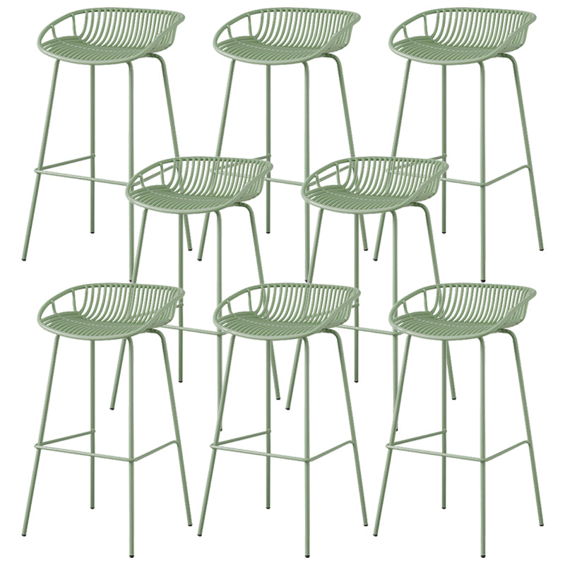 Contemporary Armed Contoured Seat PP Plastic Stool with Metal Base