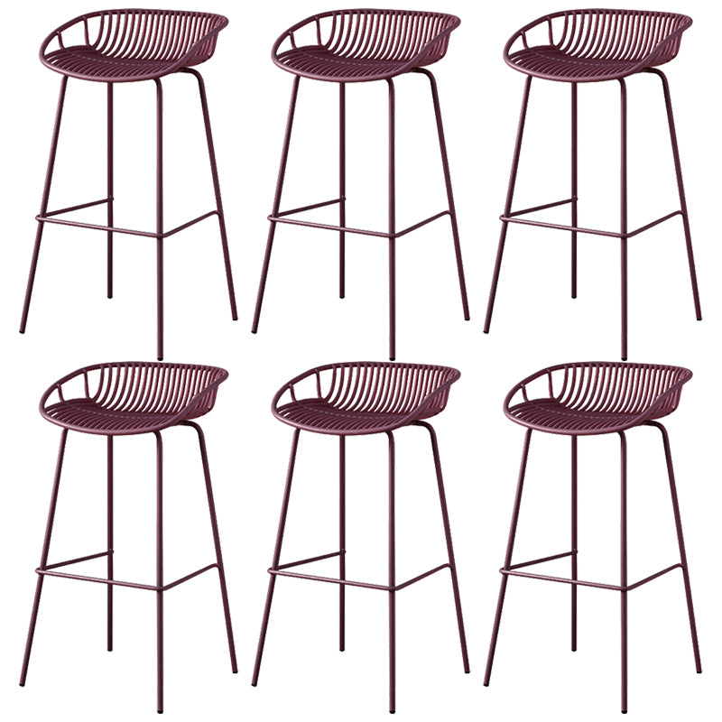 Contemporary Armed Contoured Seat PP Plastic Stool with Metal Base